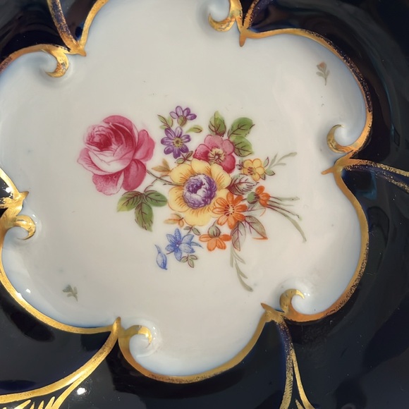 Vintage Echt Kobalt candy, nut,footed dish with trinket dish for jewelry AS SET - Picture 6 of 10